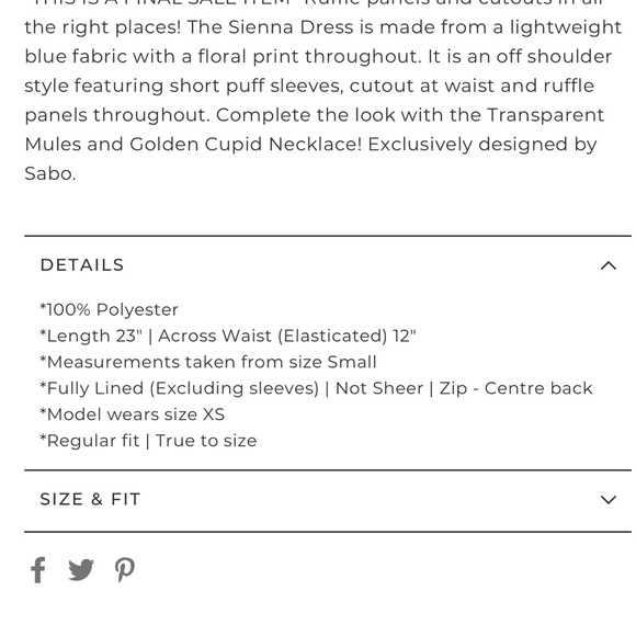 Sabo Skirt - Sienna Dress - Floral Size Small - Picture 5 of 6